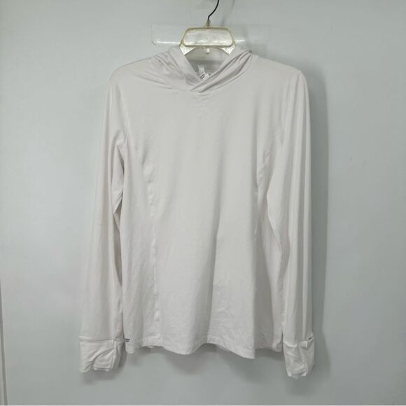 Fabletics Size L White LS Lightweight Stretchy Hoodie - Picture 1 of 11